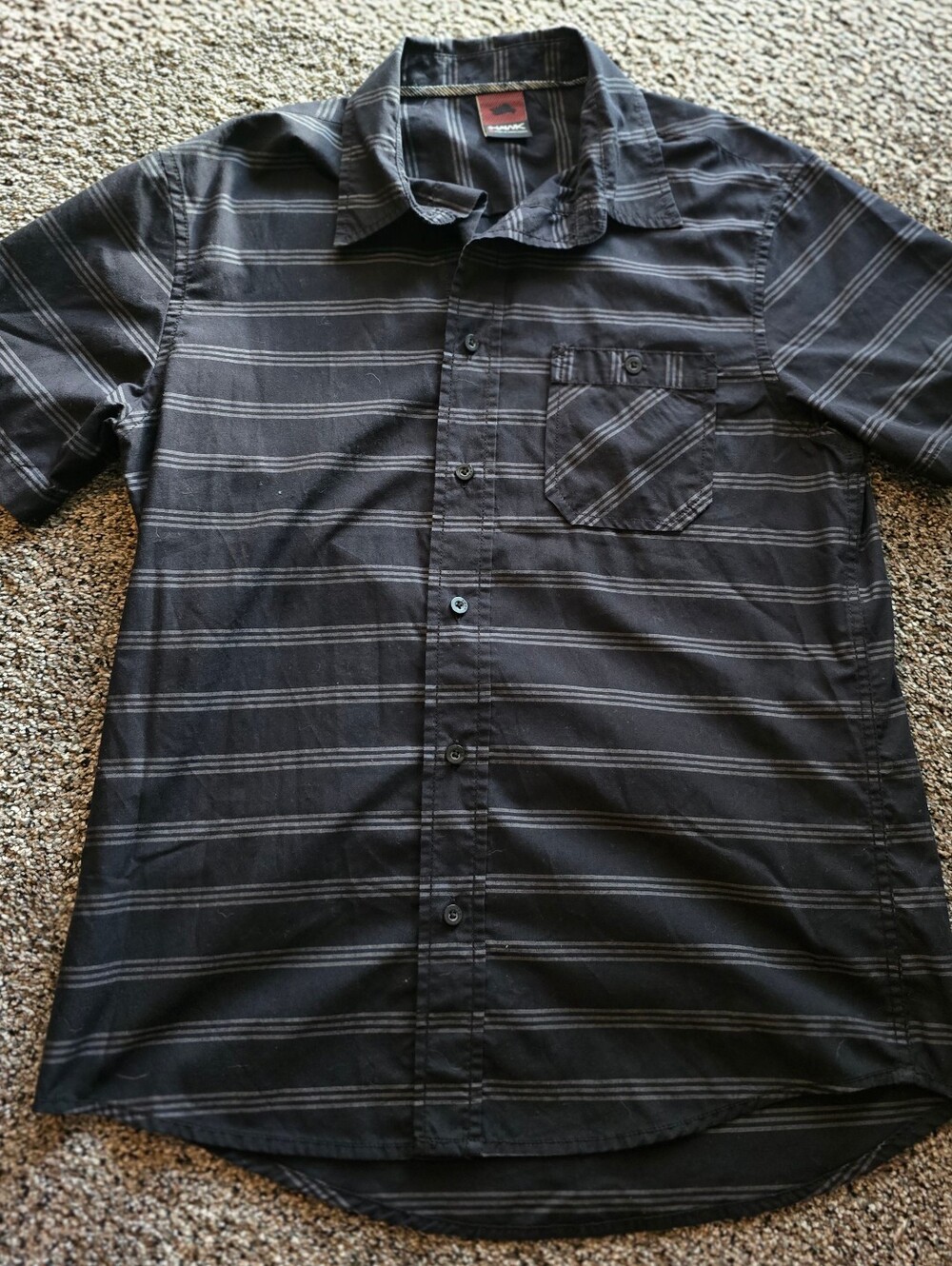 Tony Hawk Black & Gray Striped Men's Casual Button-Down Skate Shirt M-Med EC
